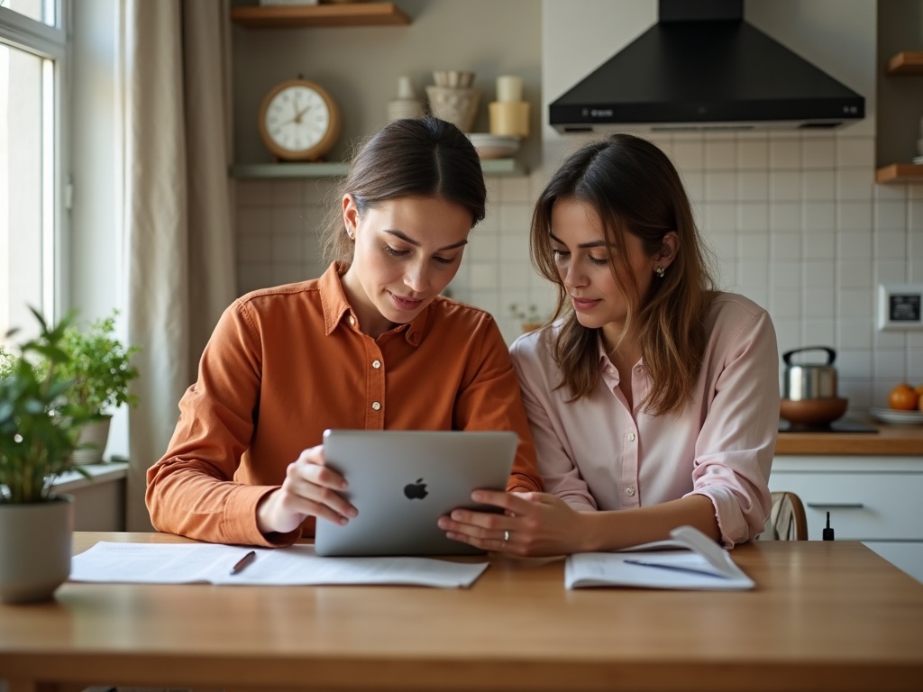 Dos personas revisando juntos el perfil de un técnico en una tablet